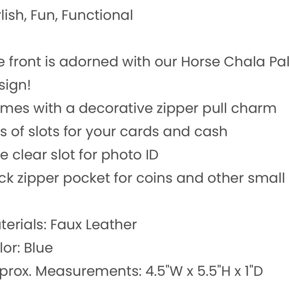 Chala Blue Wallet with Horse Accent - Picture 8 of 8